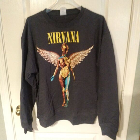 Rare Nirvana In Utero Angel Gray Black Crewneck Sweatshirt Size XL 1993 - Picture 3 of 8